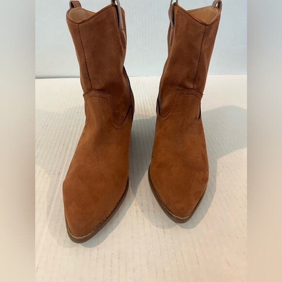 Code West Woke Women’s Whiskey Brown Vegan Suede Western Mid Calf Boots Size 9.5 - Picture 2 of 8